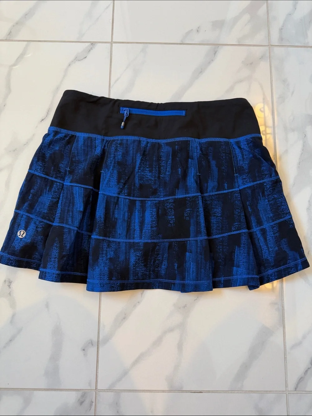 Lululemon Pace Rival Skirt II Nightsky White Harbor Blue Black Skort Size 4